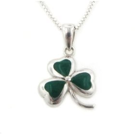 Order this lucky Irish shamrock necklace with matching earrings and bracelet below.