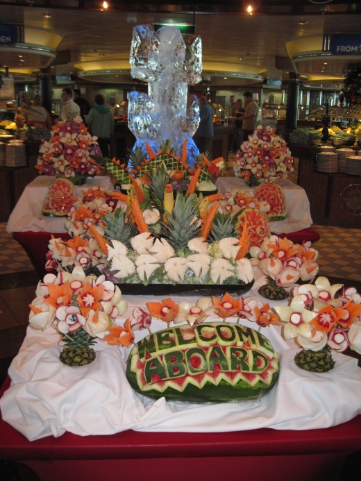Welcome Aboard food sculpture on Royal Caribbean ship Jewel of the Seas