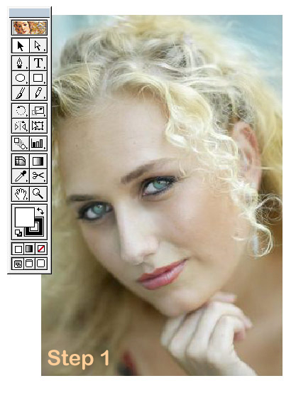 Subject of this artwork, one blond cutie...the original. Compare her to the final result and ask yourself is it the same person? 