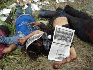 Innocent people killed in Maguindanao occurred few days ago in Mindanao, Philippines. Esmael Mangudadatu whose wife, two sisters and two lawyers were among the 57 killed while en route to file his certificate of candidacy for governor of Maguindanao 