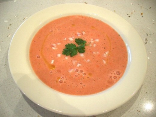 See recipe for blended cold tomato-yogurt soup below.