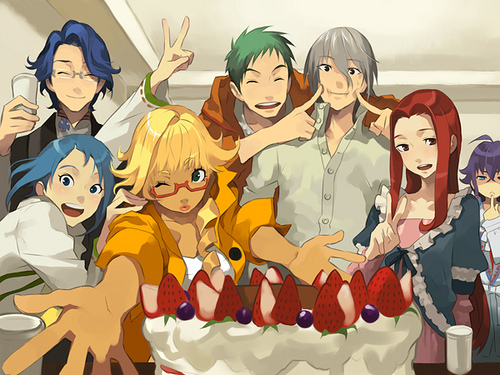 Ryo, Mika, Rui, Akira, Atsuki, Yayoi, and Shinji at Sweet Ring.