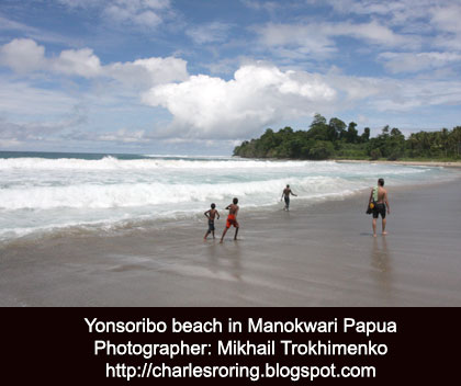 The beautiful Yonsoribo beach in Manokwari a place in Papua where foreign tourists like to come