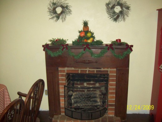 Holiday decorations in my breakfast room.