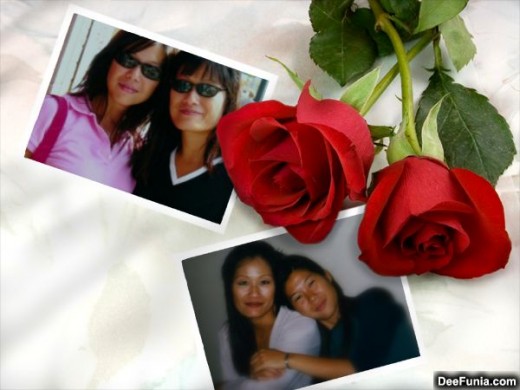 Template from Deefunia-In the photo is my sister, Fanny and me.