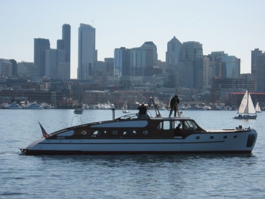 Seattle skyline with the classic yacht Thunderbird