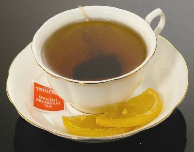 Tea and lemon for breakfast -delightful.  Any time of the day -healthy and delicious!