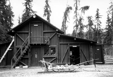 A dog feed house and sled storage at Denali HQ in Alaska.