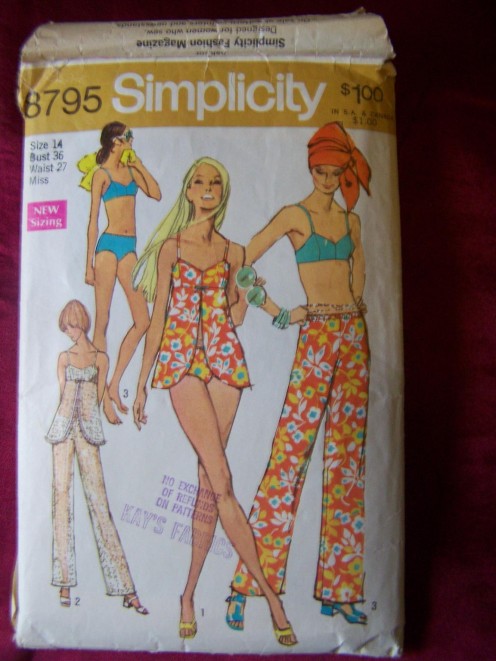 Vintage Simplicity Bathing Suit Pattern. It is too large but is simple to resize.