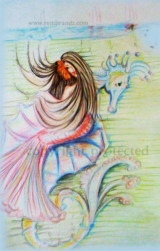 Drawing_3: The Mermaid and the Seahorse   