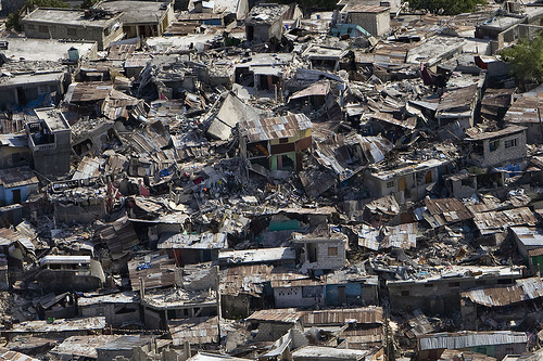 Destruction in Haiti after an earthquake.
