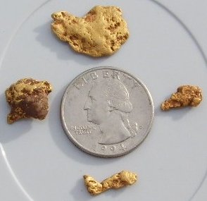 Small yellow gold nuggets