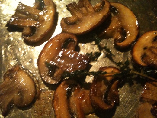 This pic isn't great - sorry. But after the flip you'll see how beautifully golden, almost crispy the mushrooms are.