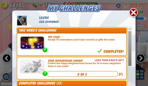 Each challenge can only be completed once.