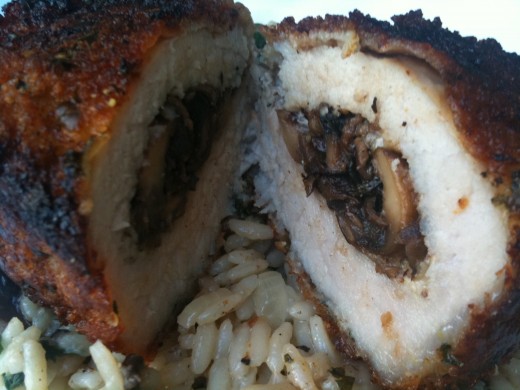 Pork Loin Chops Stuffed with Toasted Mushrooms