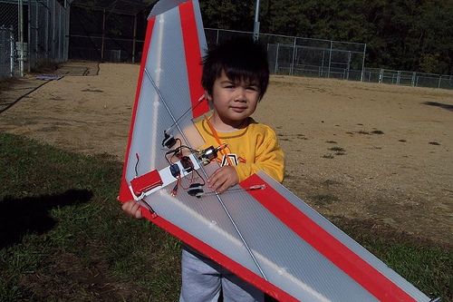 A child with his hobby machine