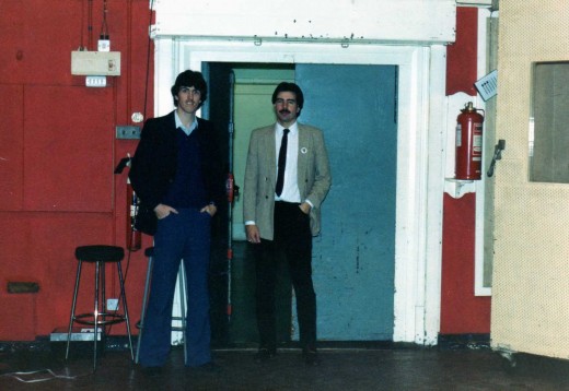 Paul & I standing, not in the dock at southampton but the doorway of studio two!