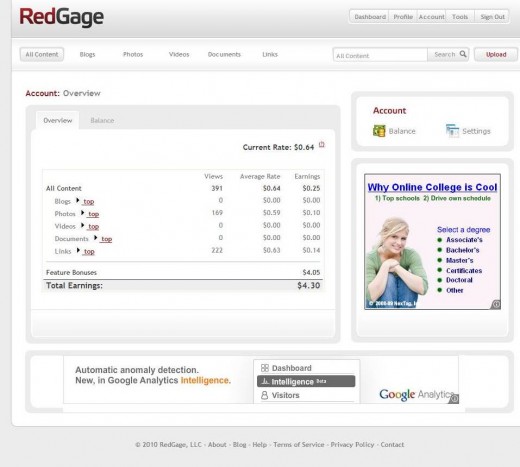 Here's where it shows the $4.30 I made in two weeks. 