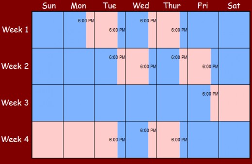 Make a repeating cycle by writing out your schedule for a certain number of weeks.