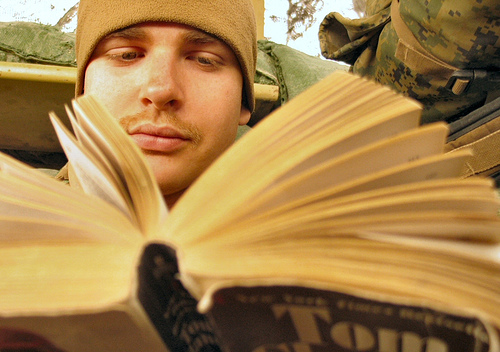 Reading, a classic way of getting rid of boredom.