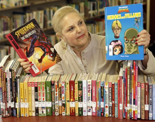 A library's collection of comic books