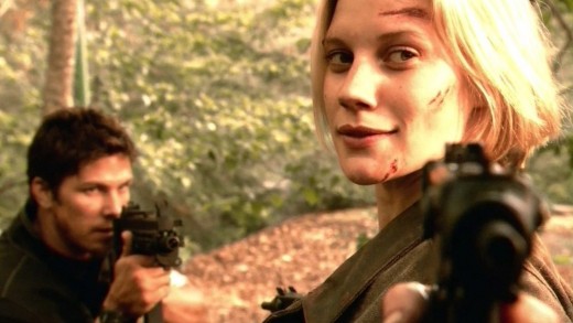 Starbuck (Katee Sackhoff) and Anders (Michael Trucco)