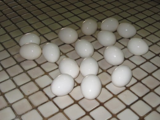 Eggs cooling before being dyed as Easter Egg