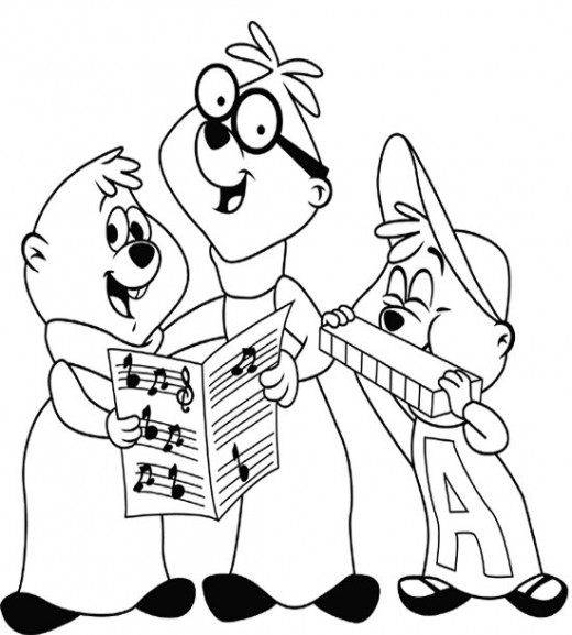 Alvin and the Chipmunks Kids Coloring Pages Chipettes Free Colouring Pictures - Chipmunk Harmonizing