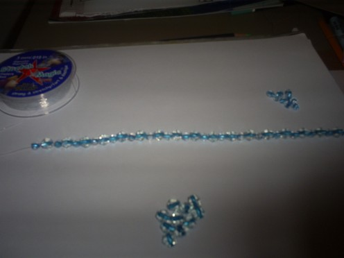 Beading the bracelet.  (Photo Taken By Sweetiepie On Hubpages)