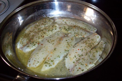 The tilapia cooking. Yum!