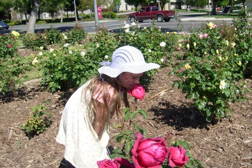 Mary Stopping To Smell The Roses