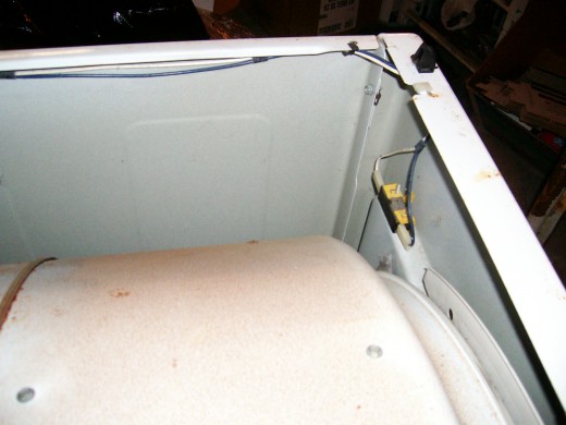 Inside top of dryer