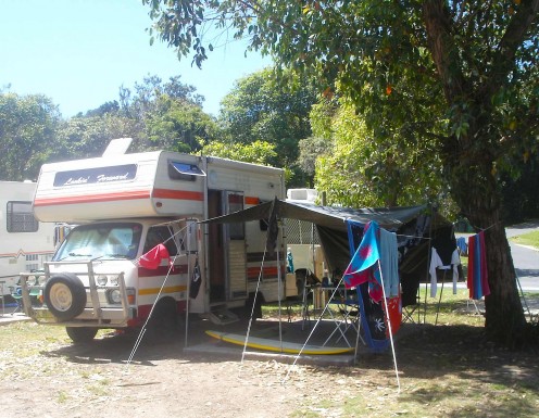 Our camp at Clarkes beach, Byron Bay