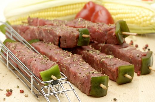Delicious Meat Cubes Kebab Ready to Grill from Dreamstime.com