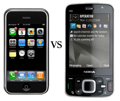 Apple iPhone versus Nokia N96