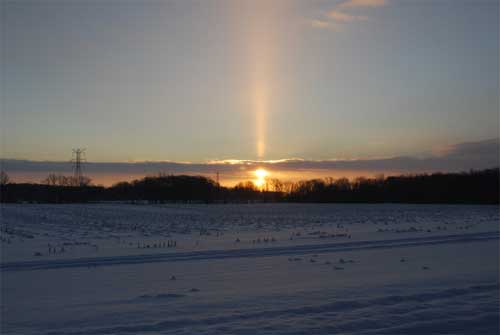 Just as the sun is setting, one can sometimes see a sun pillar, again an inspiration to many.