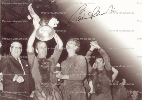 Bobby Charlton Holds Up The European Cup