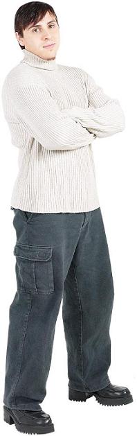    A sweater might work if you wear dress pants, but if you put it with baggy pants - think again.