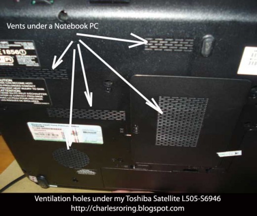 Vent holes under Toshiba Satellite L505-S6946