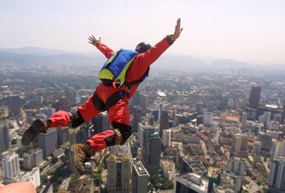 You must be a little nuts to hurl yourself off a building or cliff with a parachute strapped to your back. Unsurprisingly, there are about 30 parachuting related deaths per year in the UK. Phote Courtesy of Virginmedia.com