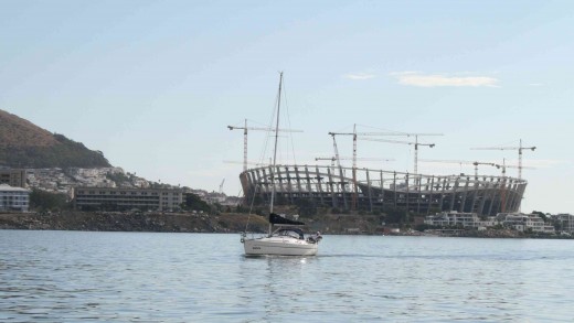 Green Point Stadium, one of the venues for the FIFA Soccer World Cup, under construction. Photo Tony McGregor