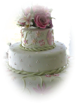 Wedding Cake Ideas: stacked wedding cake with rope trim