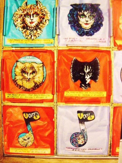 Cats Pins, Each memeber of the cast of cats bought a pin from me to match their characters      Not for sale