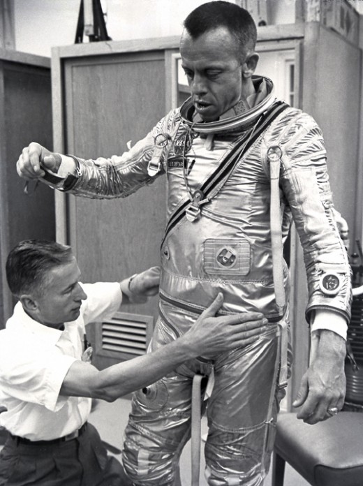 Alan Shepard suits up prior to launch. Photo courtesy of NASA.