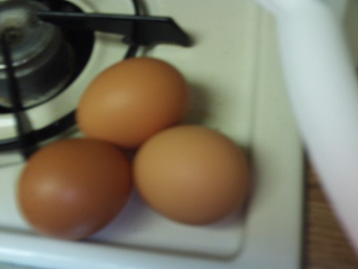 I used brown eggs for this recipe, which calls for three eggs.