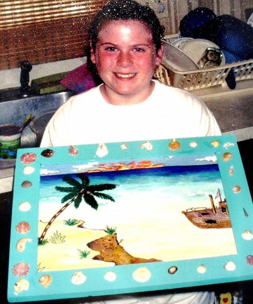 A student with a ocean watercolor
