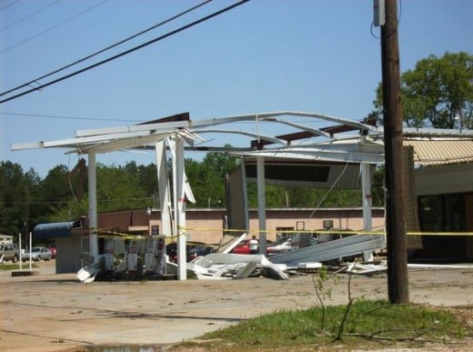 What is left of a gas station
