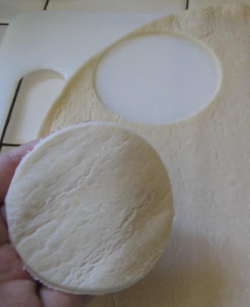 Cut out 3" circles with glass or cookie cutter