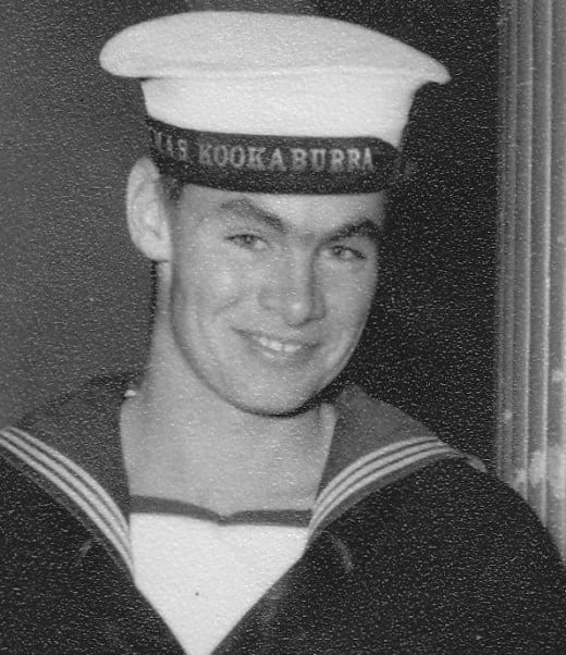 The writer as a twenty-year old sailor in 1956