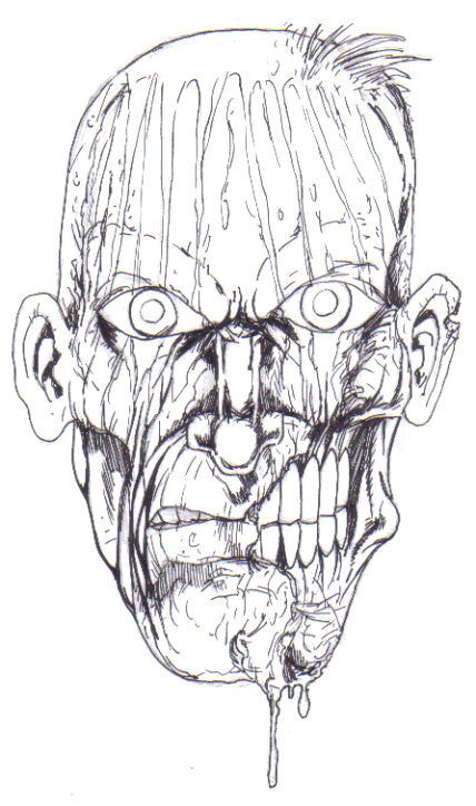 How to draw a zombies head. Drawings Copyright Wayne Tully 2010.